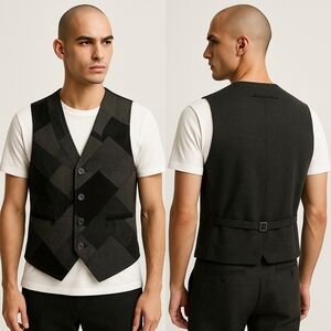 Desigual Men’s Sleeveless Patchwork Vest Waistcoat Size L
